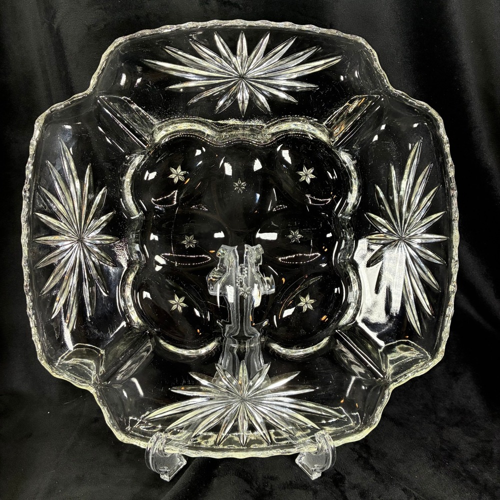 Vintage Anchor Hocking Deviled Egg Platter in "Star of David" Pattern 12" Square